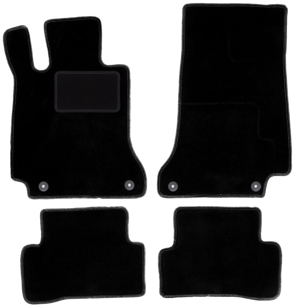 Black Velour Floor Mats For: Mercedes C W205 with Footrest Station Wagon, Sedan (2015-)