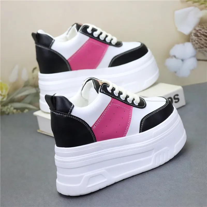 Fashion 12CM Comfy Spring Genuine Leather Ankle Boots Platform Wedge Flats Booties Autumn Women Shoes Synthetic Chunky Sneakers