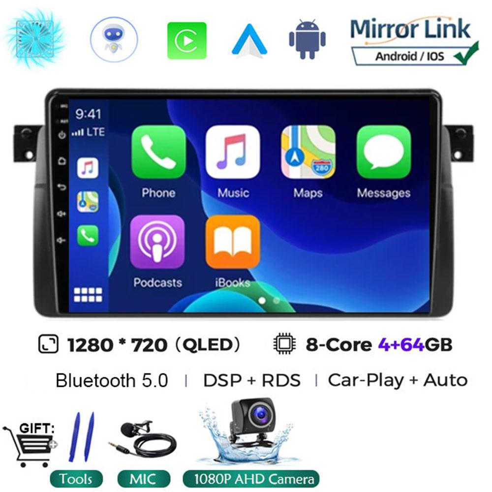 Android 14 Carplay WIFI+4G For BMW E46 M3 1998-2006  Car Radio Multimedia Video Playor Stereo GPS DPS Head Unit 360 Camera BT
