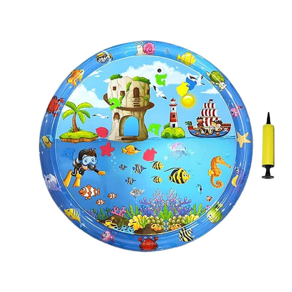 Pet Cooling Mat AntiScratch Cat Water Mat 39.37x39.37 Inches Inflatable Ice Pad With Pump Sensory Toy For Hot Weather