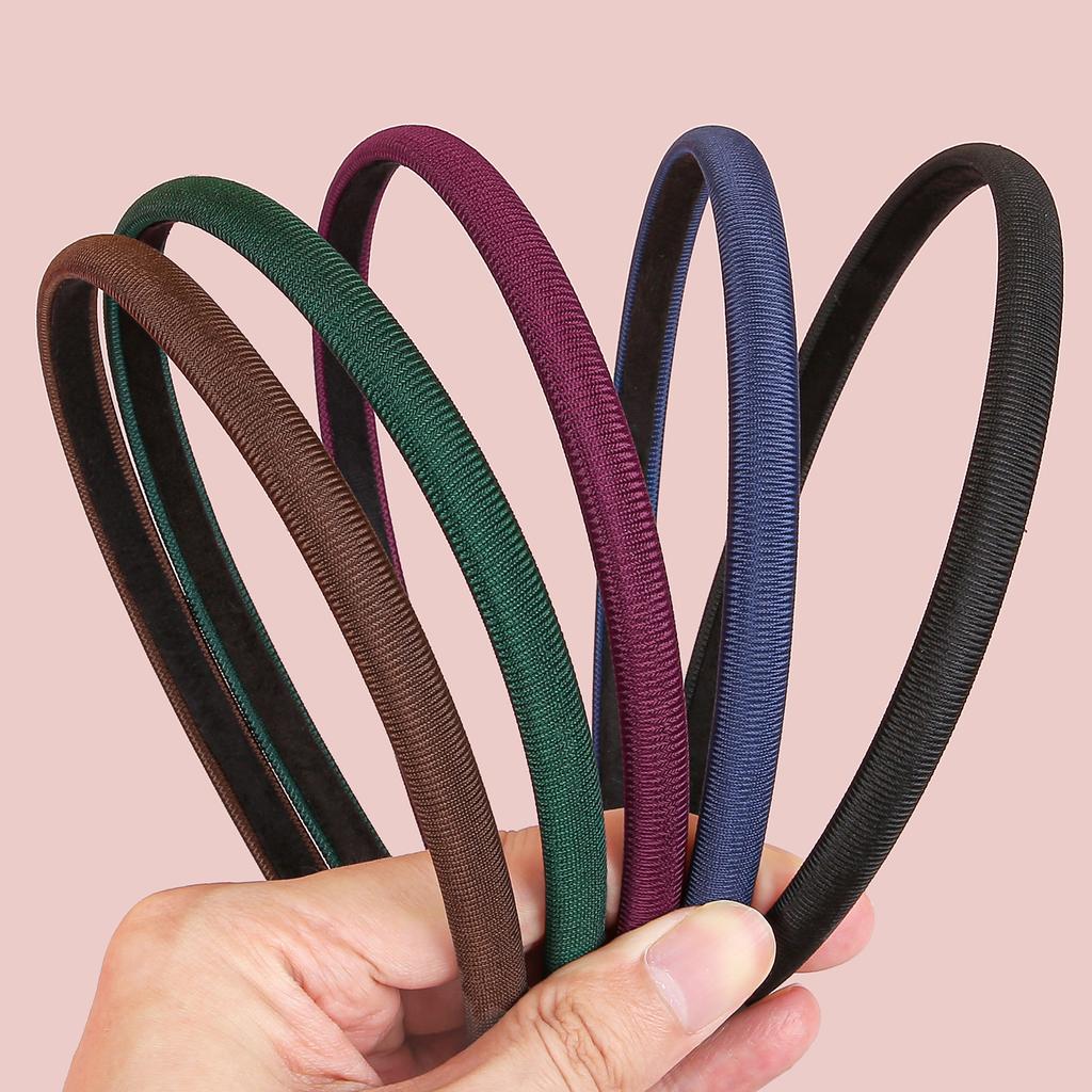 1/5pcs Plain 1cm Thin Headband for Girls Fabric Covered Resin Hairbands Plastic Hairhoop Kids Children Hair Accessories