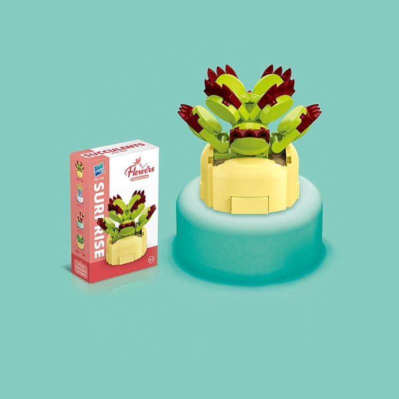 Small Children Puzzle Particle Building Block Flower Flexing Potted Model Toy