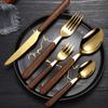 Stainless Steel Tableware with Imitation Wooden Handle Household Cutlery Dinnerware Knife Fork Spoon Teaspoon Kitchen Utensils