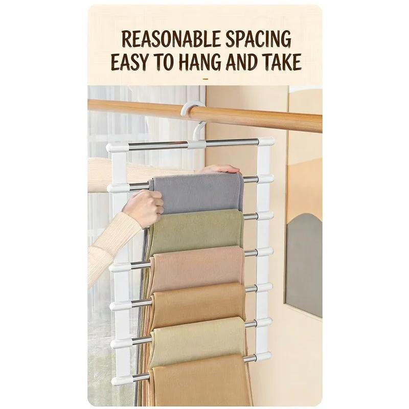 Multi-layer Stainless Steel Pants Rack Space Saving Closet Organizer Non-slip Magic Hanger for Trousers