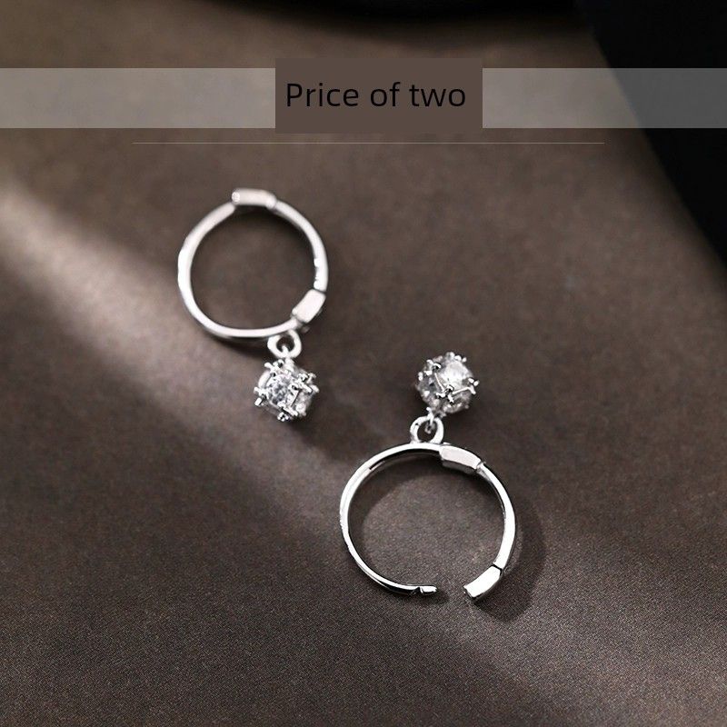 

Xiangnan 925 Sterling Silver Summer Earrings Ins Female Rhinestone 925 silver flash diamond earrings (two price)