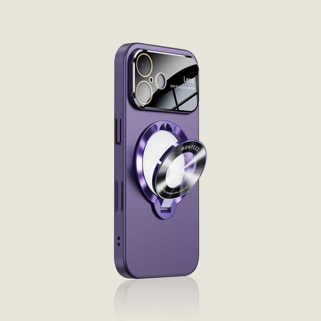 Large Window For Magsafe Phone Case for iPhone 17 Air 16 Plus 14 15 13 12 11 17 Pro Max Magnetic Stand Holder Armor Cover
