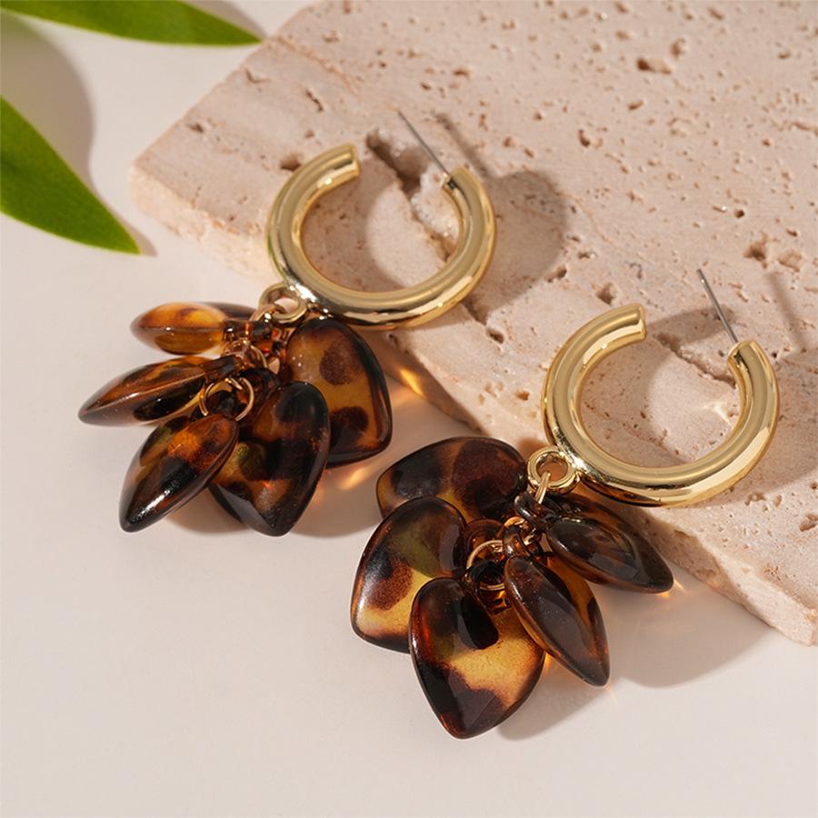Meillard Leopard Print Acrylic Heart Geometric Earrings - Autumn Winter Retro Niche High-End Accessories for Women.