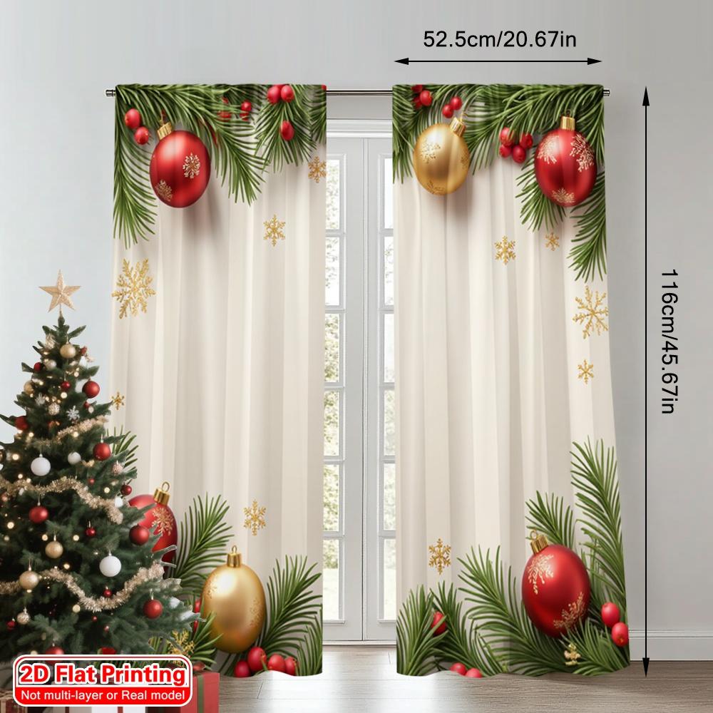 2pcs 2D Flat Printing Merry Christmas Popular Drapes Christmas Ornaments Festive Holiday 100% Polyester Without Electricity
