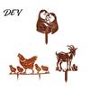 Metal Animal Silhouettes Rusty Garden Stakes, Hen/Chicken/Goat/Deer Yard Art Silhouette Decor for Backyard Vegetable Lawn Patio Flower Bed,