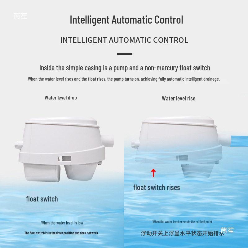 12V Automatische Marine-Bilgenpumpe - Kompakte Tauchwasserpumpe für Yacht/Wohnmobil für niedrige Wasserstände