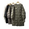 Womens Oversized Mid-Length Down Jacket Loose Fit White Duck Puffer Coat With Zippered Pockets