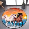 3D Running Horses Round Carpet Non-slip Mat Luxury Wild Horse Area Rug for Game Room Bedroom Decoration