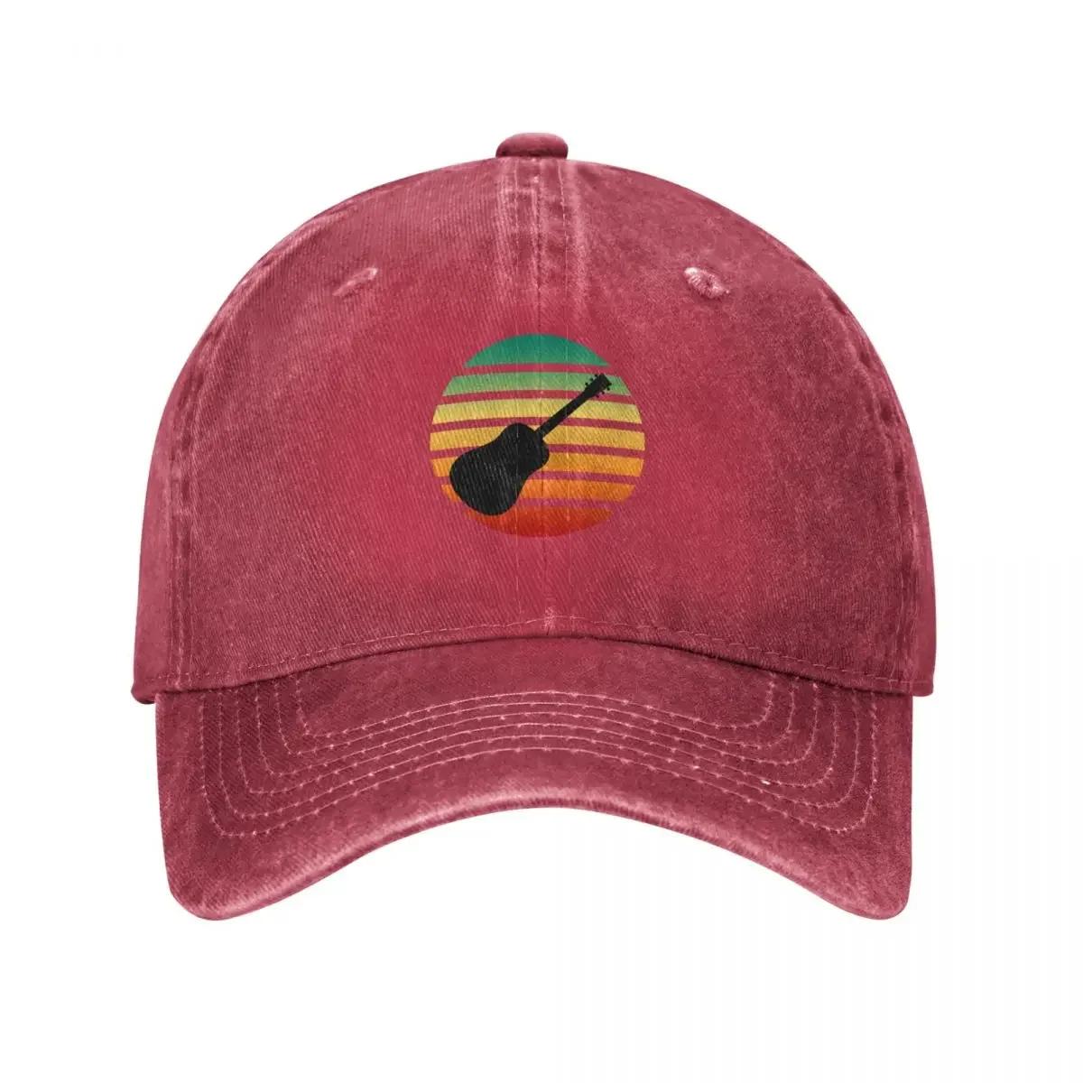 Vintage Sunset Guitar Guitar Gift Ideas Baseball Cap Sports Cap Fishing cap sun hat Unisex Womens