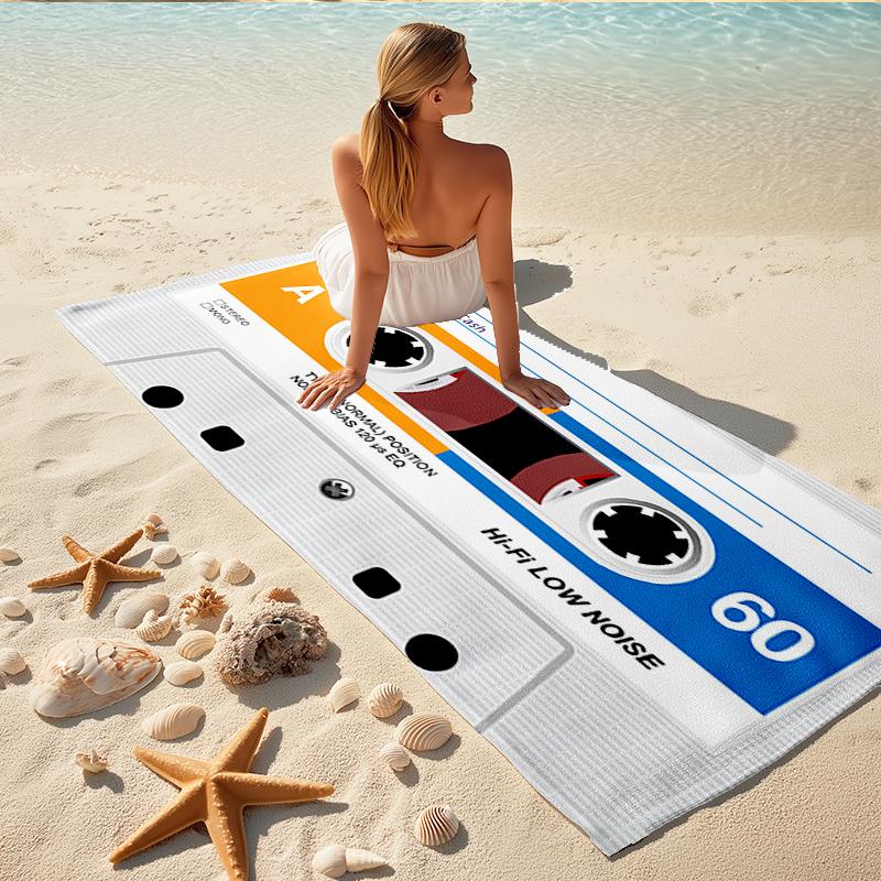 1Pc Music Tape Beach Towel, Quick Dry, Multi-Use for Beach Pool Gym Yoga Home Travel, Christmas, Halloween, Xmas Gift M928567