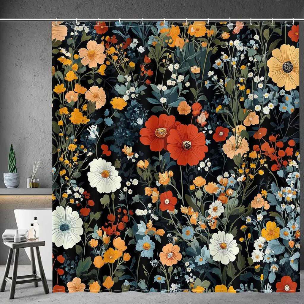 Mandala Bohemian Colorful Floral Shower Curtain Home Decorative Bathtub Shower Curtain, Bathroom Decoration Accessories