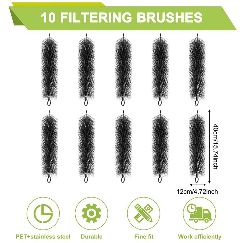 AD23-10PCS Stainless Steel Core Brush Aquarium Filter Fish Tank Clean Tools Brush Pond Biochemical Filter Brush Filter