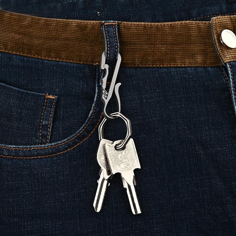 1Pc Car Titanium Alloy Keychain Key Ring Holder Buckle Belt Lightweight Edc For Man Male Creativity Father‘S Day Gift