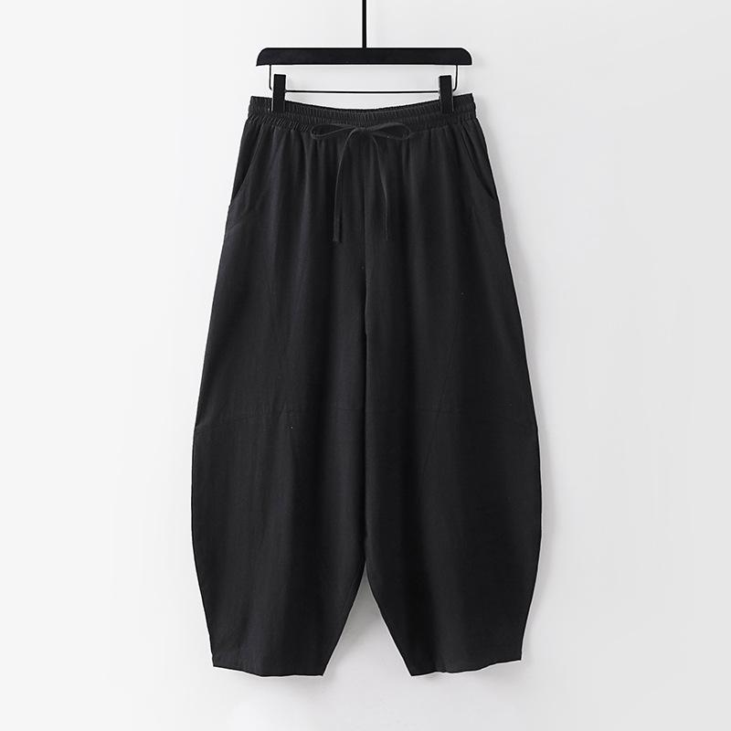 Men Japanese Kimono Cardigan Pants Set Linen Yukata Haori Samurai Costume Harajuku Loose Jacket Suit