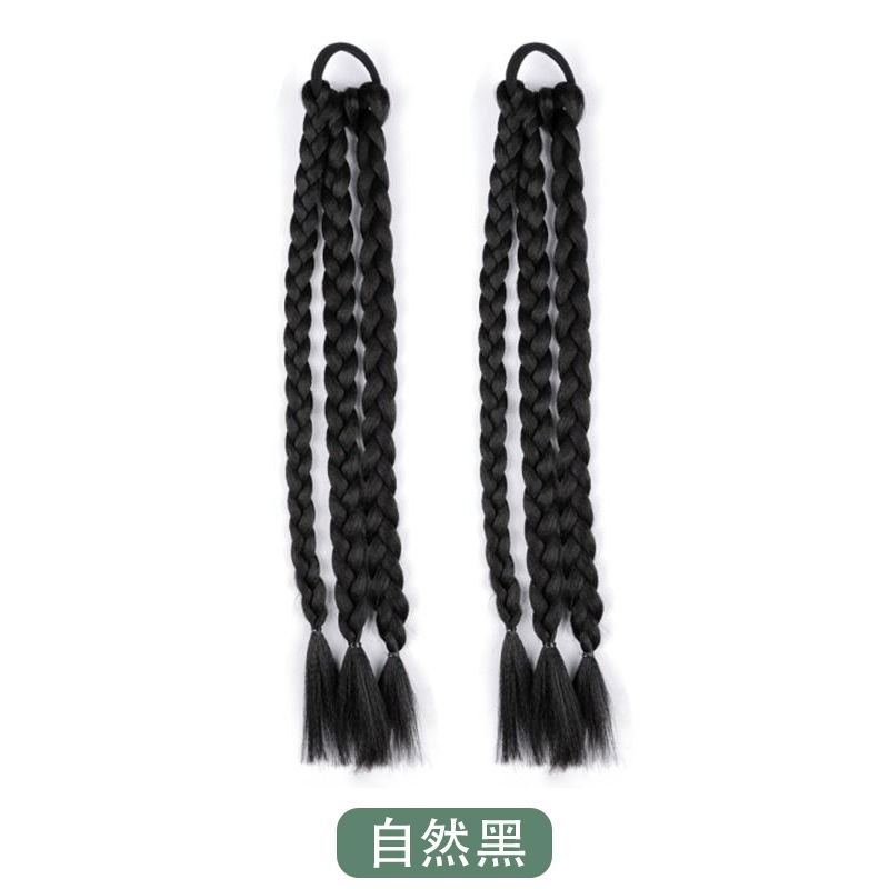 

Wig Ponytail Braid Fishbone Cable Stitch Long Braid Female Artificial Nature Internet Celebrity Braided Hair Boxing Double Ponytail Pearl Dreadlocks Ordinary boxing braid [Nature Black] a pair