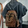 2025 New Fashion Leopard Soft Leather Travel Backpacks Women's Large Capacity Shoulder Bags Totes School Bag Crossbody Bagpack
