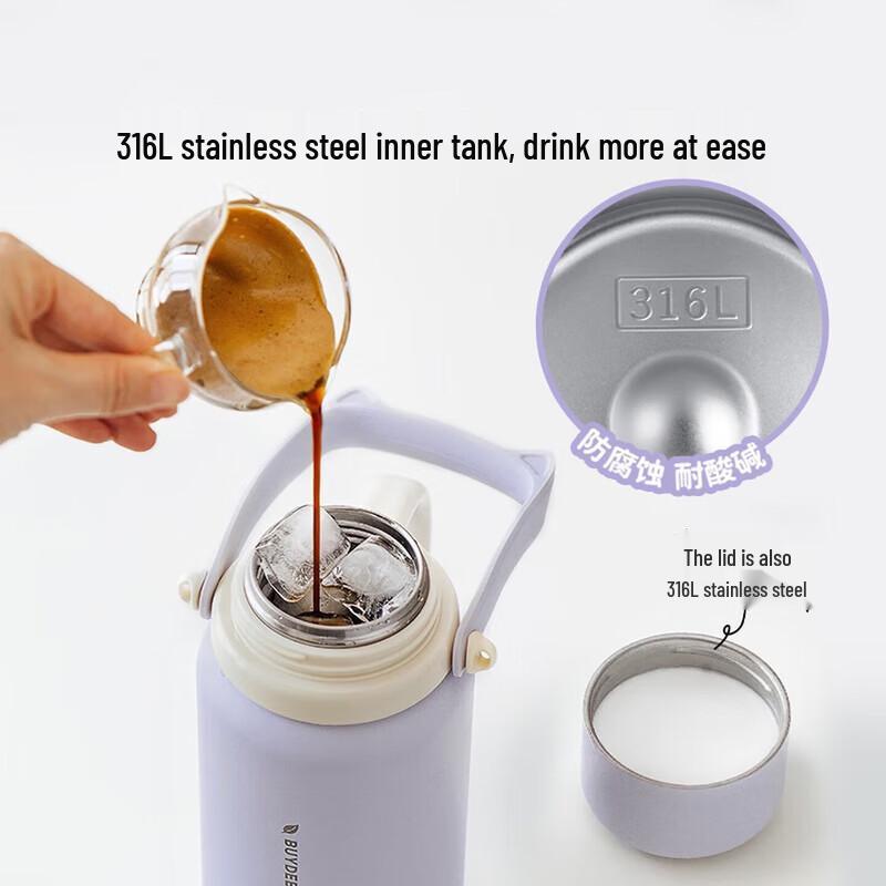 Buydeem 1000ml 316L Stainless Steel Dual-Use Insulated Bottle