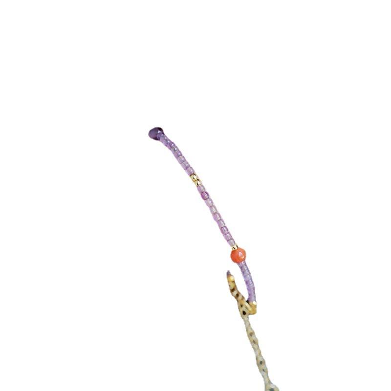 Thin2mm Natural Amethyst Bracelet for Good Luck for Women14k Niche design light luxury autumn vintage style bracelet