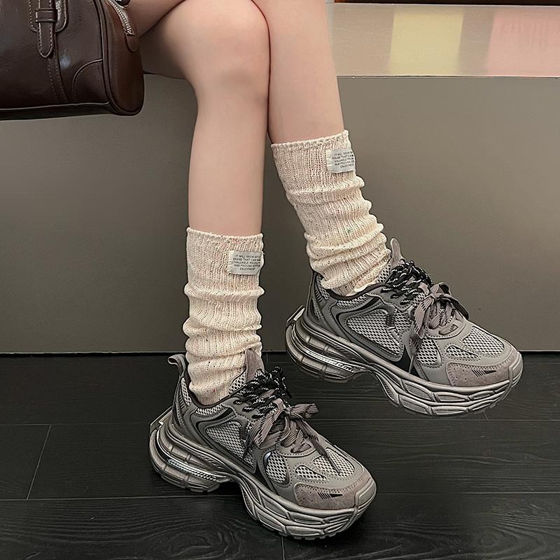 Fashion 2024 Women's H Sneakers Lace-Up Breathable Mesh Shoes for Women Lightweight Female Chunky Vulcanize Shoes Zapatillas De Mujer