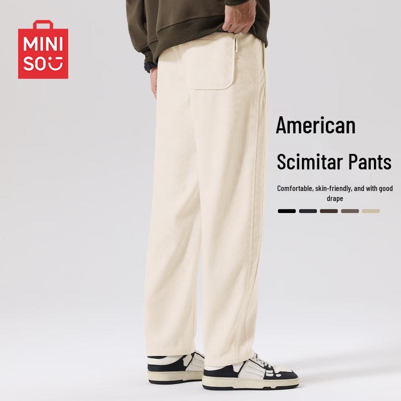 MINISO Men's Cleanfit Corduroy Curved Leg Casual Pants