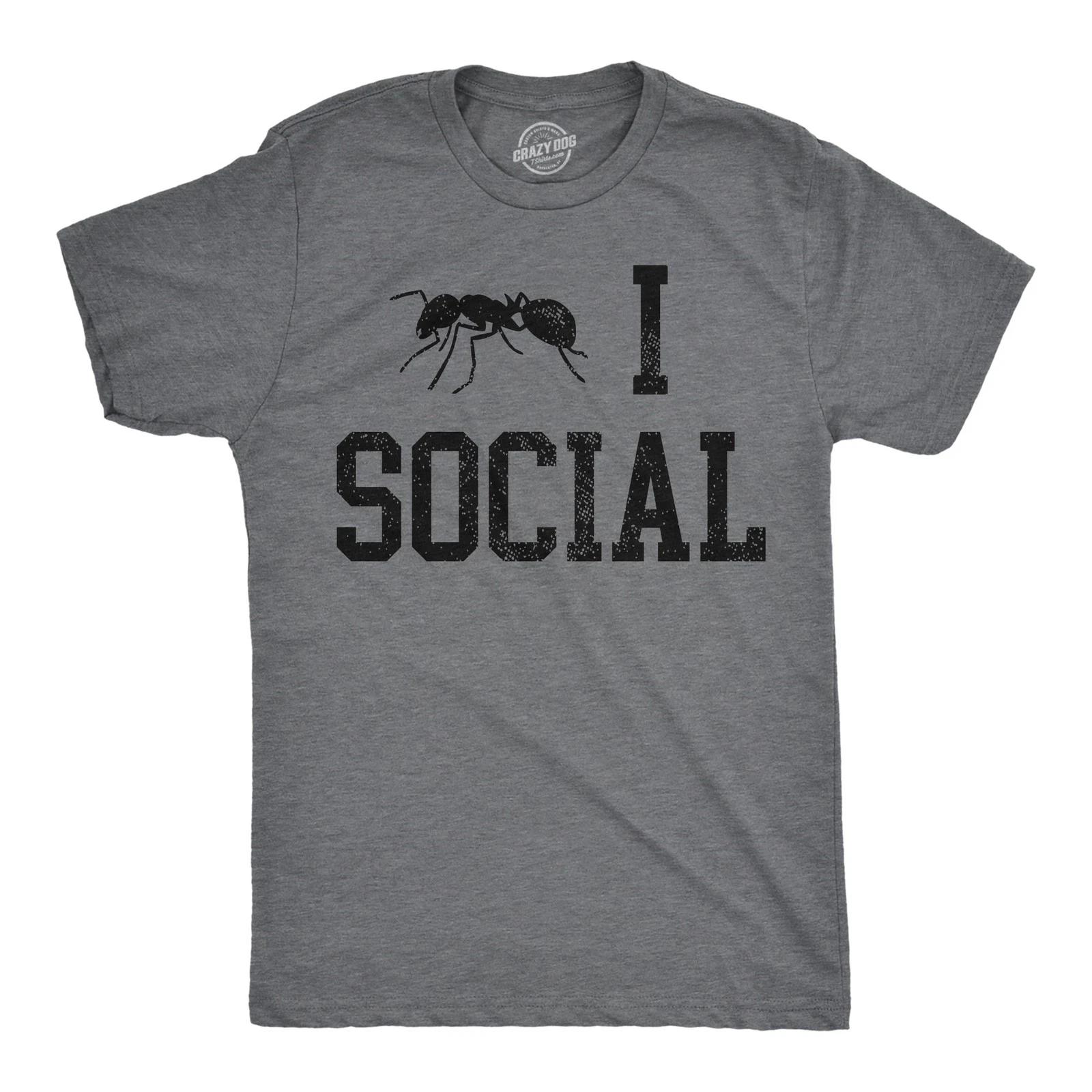 Mens Funny T Shirts Ant I Social Sarcastic Introverted Graphic Novelty Tee for L