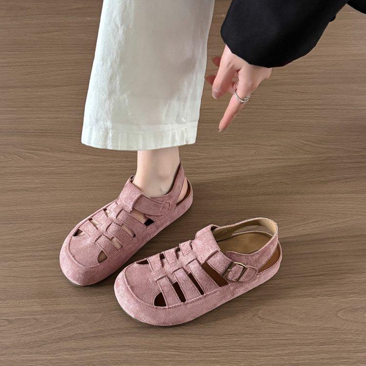 Soft Leather Version~ Baotou Retro Boken Shoes Women's Shoes Woven Pig Cage Shoes Sandals 2025 Spring New Casual Single Shoes