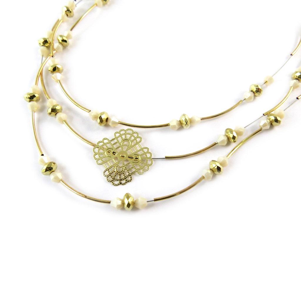 Les Trésors De Lily [N8811] - 'Carmen' Cable Necklace In Beige Gold