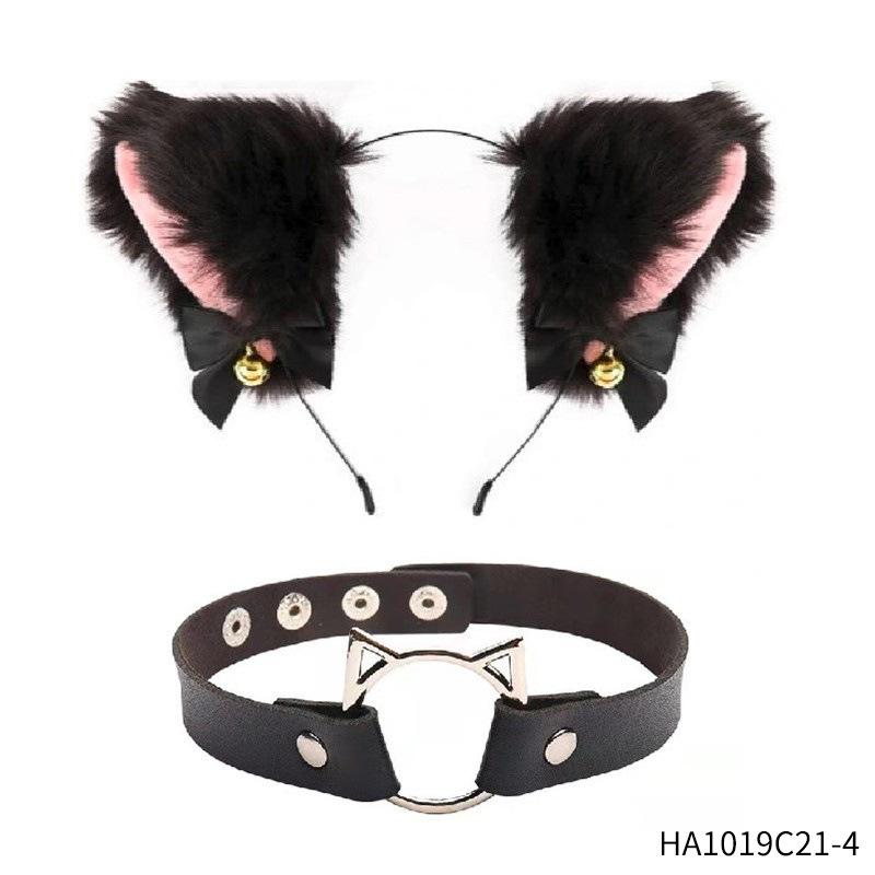 Halloween Mask New Women Lace Cat Ears Punk Style Set Necklace Choker Gloves Tail