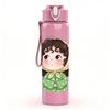 1PC Little Girl Dark Hood Cartoon Print 750ml Color Plastic Sports Water Bottle Leakproof Flip Straw Lid Suitable for Sports Office Home Use