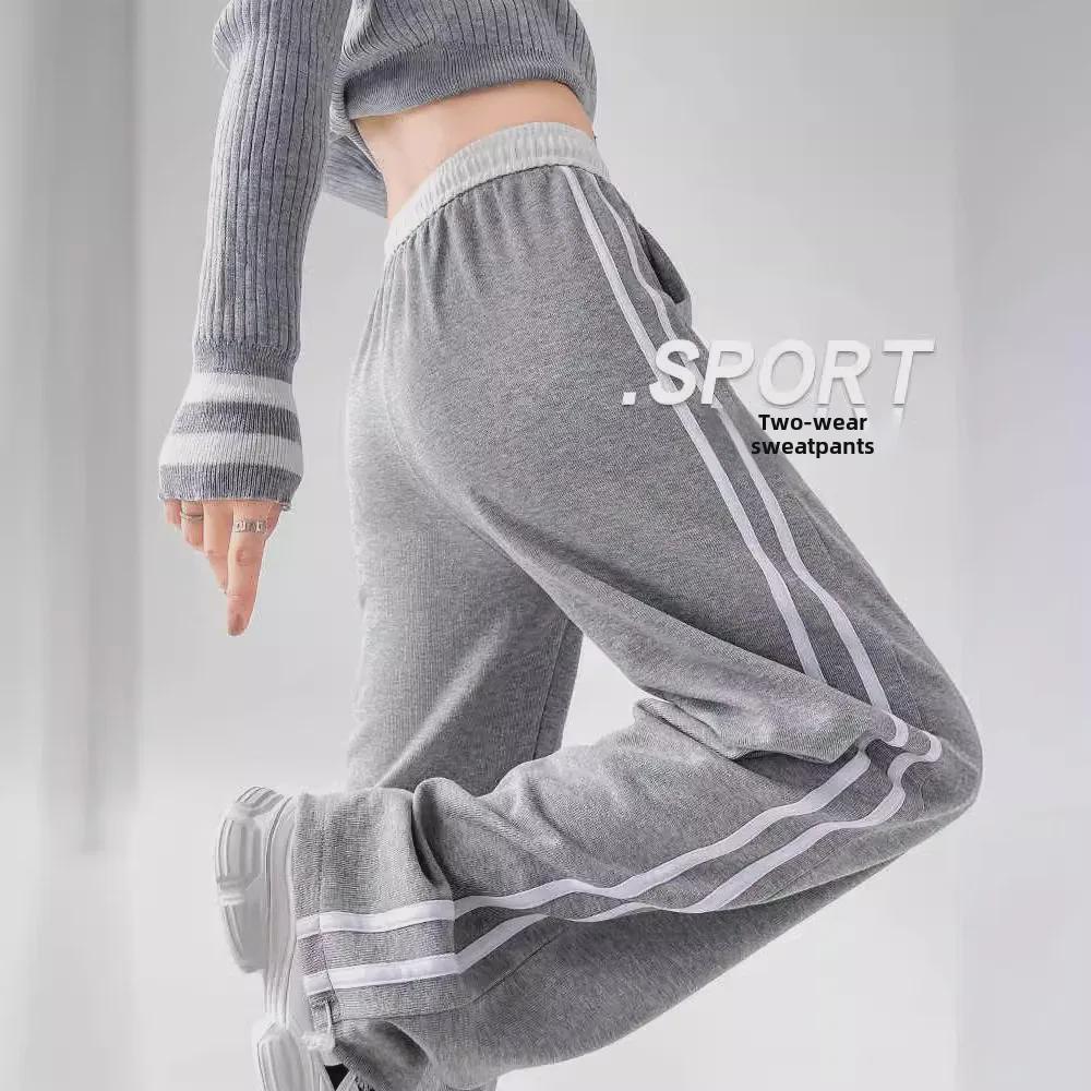 Women's Retro Striped Colorblock Wide-Leg Sweatpants