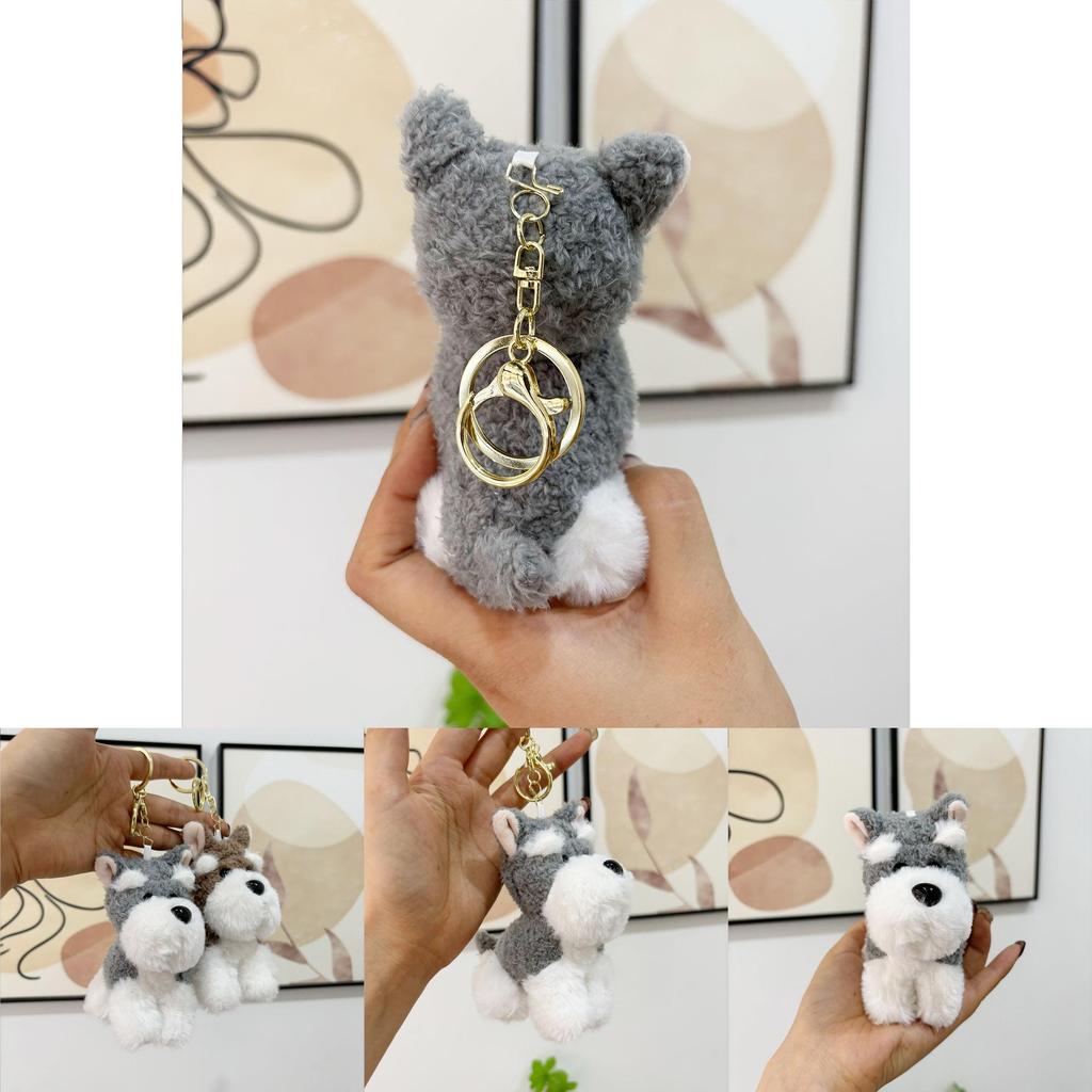 Adorable Schnauzer Plush Keychain Cute Dog Stuffed Animal Bag Charm