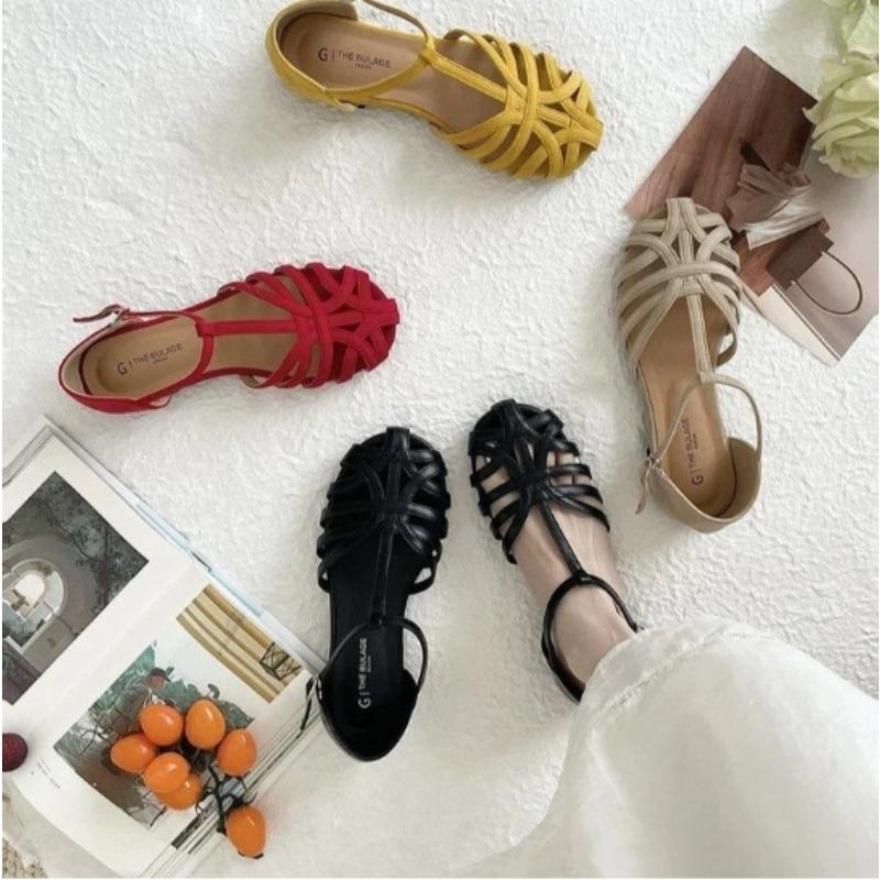 Summer New Style Popular Cross Strap Flat Sandals Women Round Toe Ankle Buckle Hollow Casual Roman Sandals Zapatos De Mujer