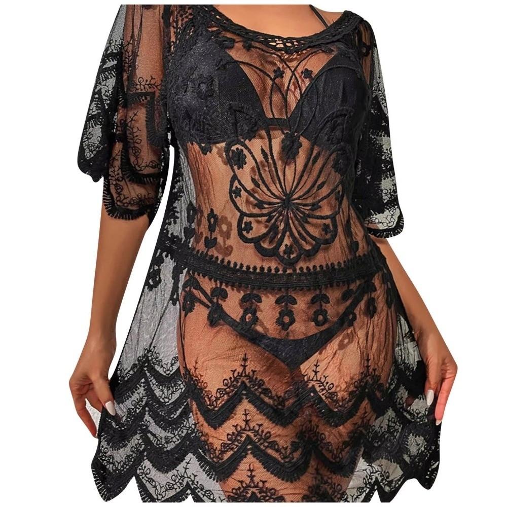 Loose Fit Swimsuit Coverup Mid Length Beach Dress Boho Bikini Cover Ups  Vacation Outfit
