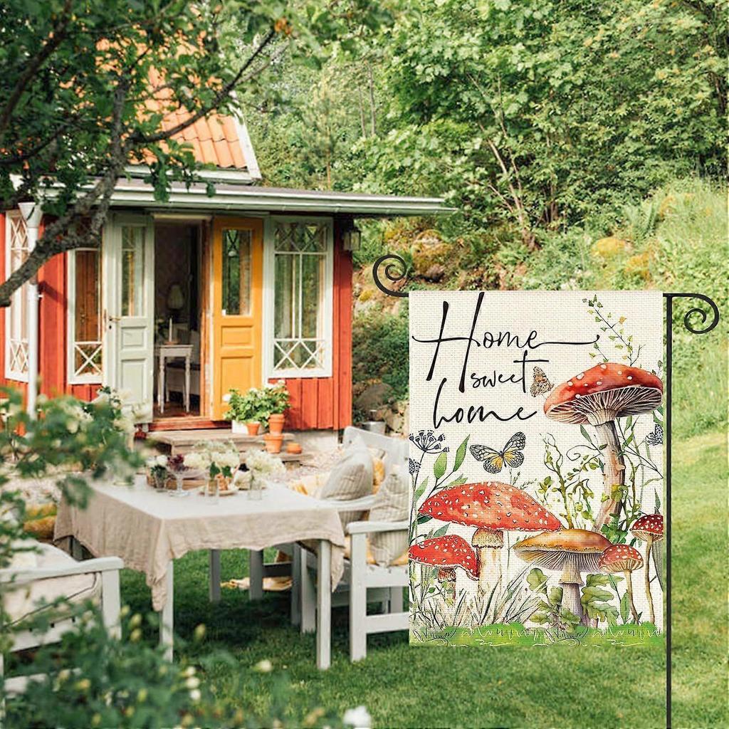 Spring Mushrooms Garden Flag 12 x 18 Inch, Seasonal Flowers Welcome Yard Outdoor Flag