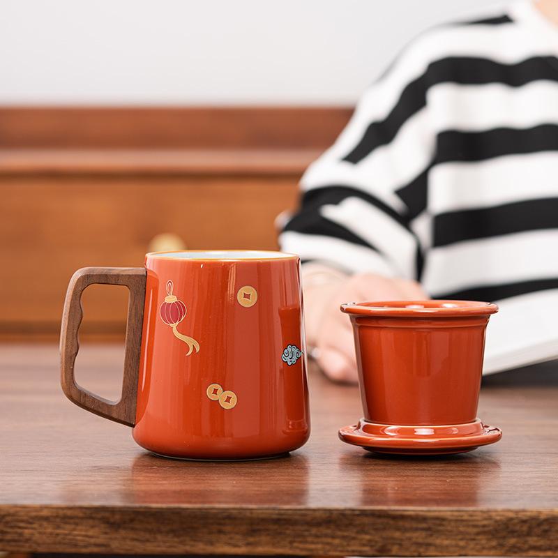 Ceramic Mug, Tea Separation, Tea Cup, Personal Water Cup, Tea Set, Mid-Autumn Festival Year of the Rabbit Gifts