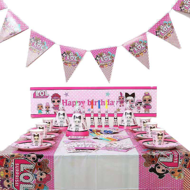 Party Theme Lol Supplies Birthday Decorations Banner Plates Kids Favors Girls