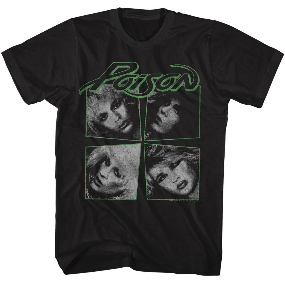 POISON 80s Retro T-Shirt Heavy Metal Music Band Photos New Official Black Unisex T-Shirt XXXXL
