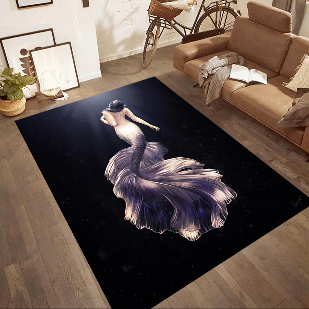 Mermaid's Underwater Adventure Floor Mats for Living Room, Bedroom and Room Decoration Are Suitable for Gifts.