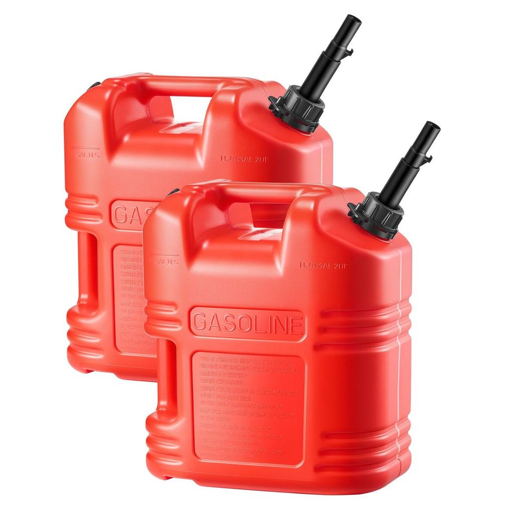Fuel Container, 19 L, Gas Tank with Spout & Clear Scale, 15 L/min Max Flow Rate, Secure & Leak-proof, Portable Flat Fluid Container for Most Cars