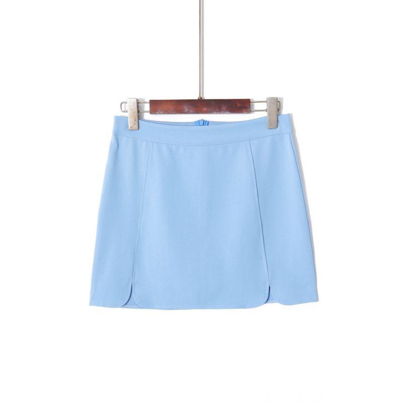 

Летняя женская новая юбка в корейском стиле с высокой талией, облегающая, для похудения, для горячей девушки, универсальная, однотонная, А-силуэта, с лепестковым краем, юбка-футляр Blue M