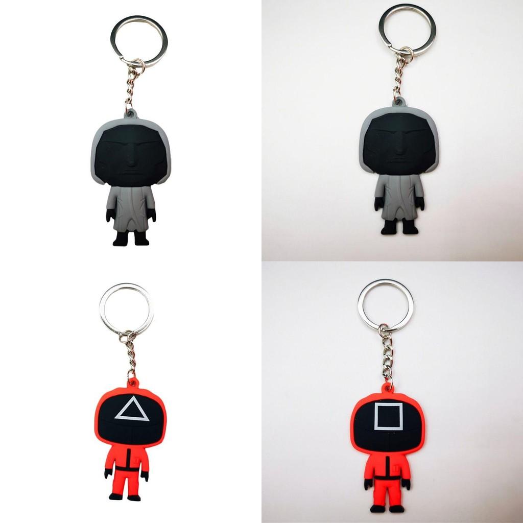 Squid Game Keychain With Red Guard Staff Worker Figure For Bags And Backpacks