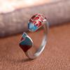 [Enter brocade] Retro medium enamel open silver ring men's and women's cloisonne simple temperament antique index finger ring