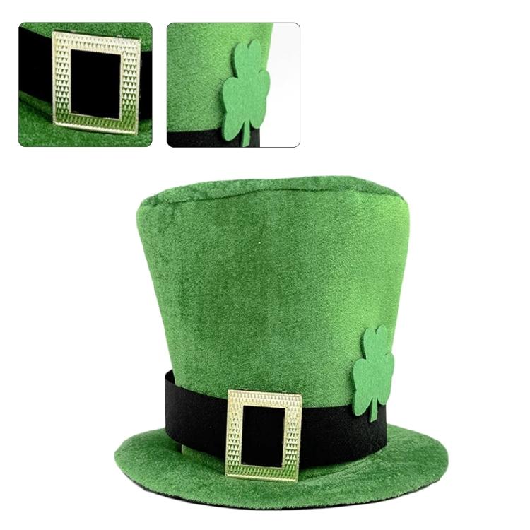 Green Homburg Leprechaun Fashion Top Hat Gifts for Boyfriend Hat Wide Brimmed Unisex Wear for Gatherings Photo Props