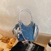 Denim bucket bag 2026 new commuter fashionable portable shoulder oblique span bag Korean fashion tote bag