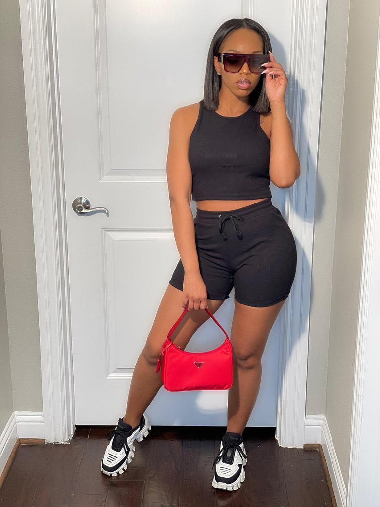 F155 Women's Casual Sports Set: Striped Vest & Drawstring Shorts Two-Piece