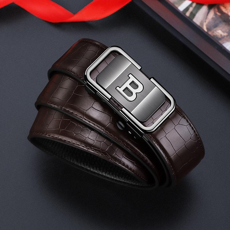 Crocodile Pattern B Style Faux Leather Belt with Customizable Logo - Versatile and Trendy for Business Casual Wear